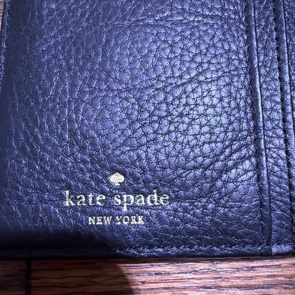 KATE SPADE New York Black Pebbled Leather Wallet Clutch organizer card id - Picture 3 of 6